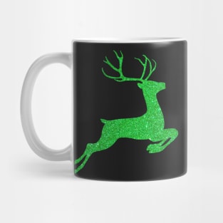 Bright Green Faux Glitter Reindeer Mug